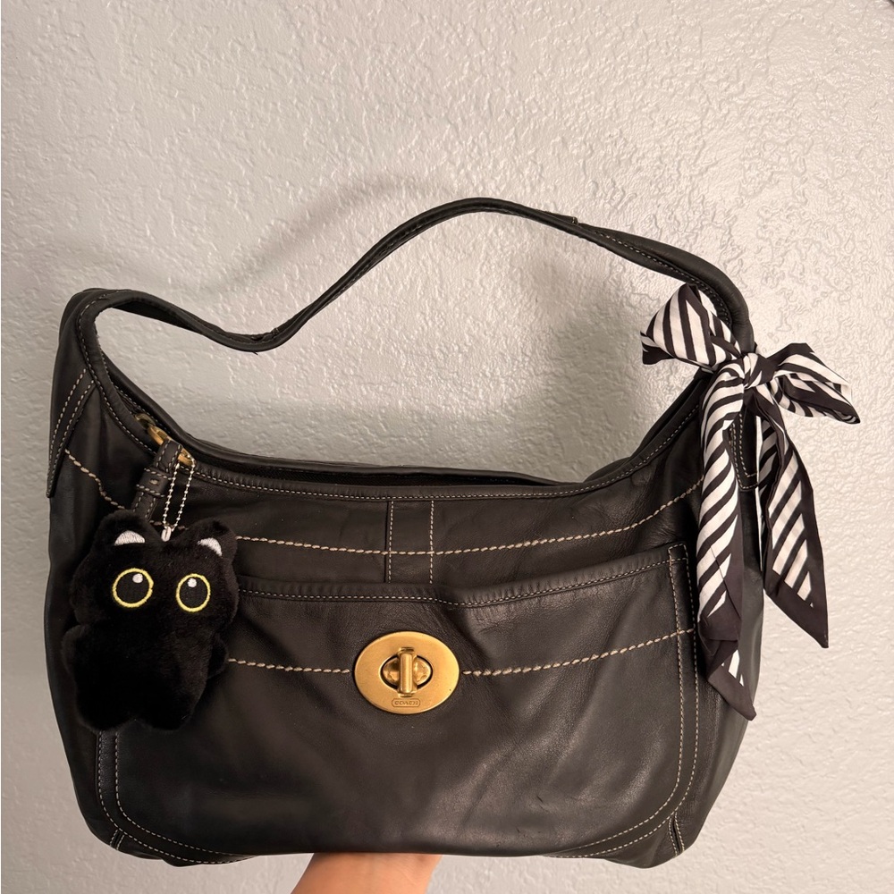COACH Vintage Ergo Leather Shoulder Bag Black Y2K RARE